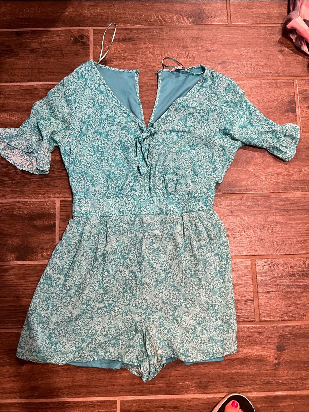 Juniors size M Floral Teal One-Piece Romper